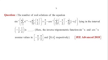 Video Solution | Inverse Trigonometric Functions | Question-1 | JEE Advanced-2018