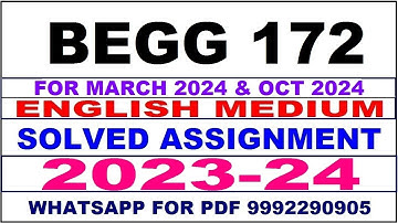begg 172 solved assignment 2023-24 | begg 172 solved assignment in english 2024 | begg 172 2024