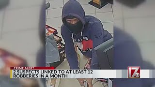 Durham police looking for 2 suspects linked to at least 12 robberies in a month, officers say