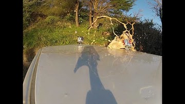 Slow motion Soda can and Shaving foam explosion - Gopro and Air Rifle