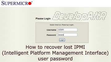 How to recover lost IPMI (Intelligent Platform Management Interface) user password