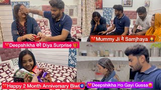 Deepshikha को Diya Surprise 😍 1 Lakh की Ring 💍 Happy 2 Month Anniversary 🎊 Mummy Ji ने Samjhaya❤️🌺