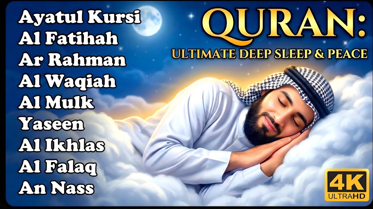 4 Surahs for Deep Sleep and Peace: Yasin, Rahman, Waqiah, Mulk | Qori Yasser