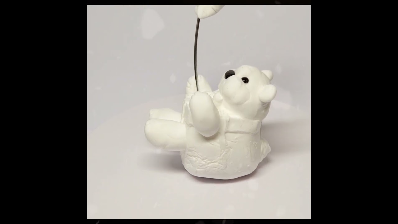 Teddybär Figur mit Stern - handmodelliert 