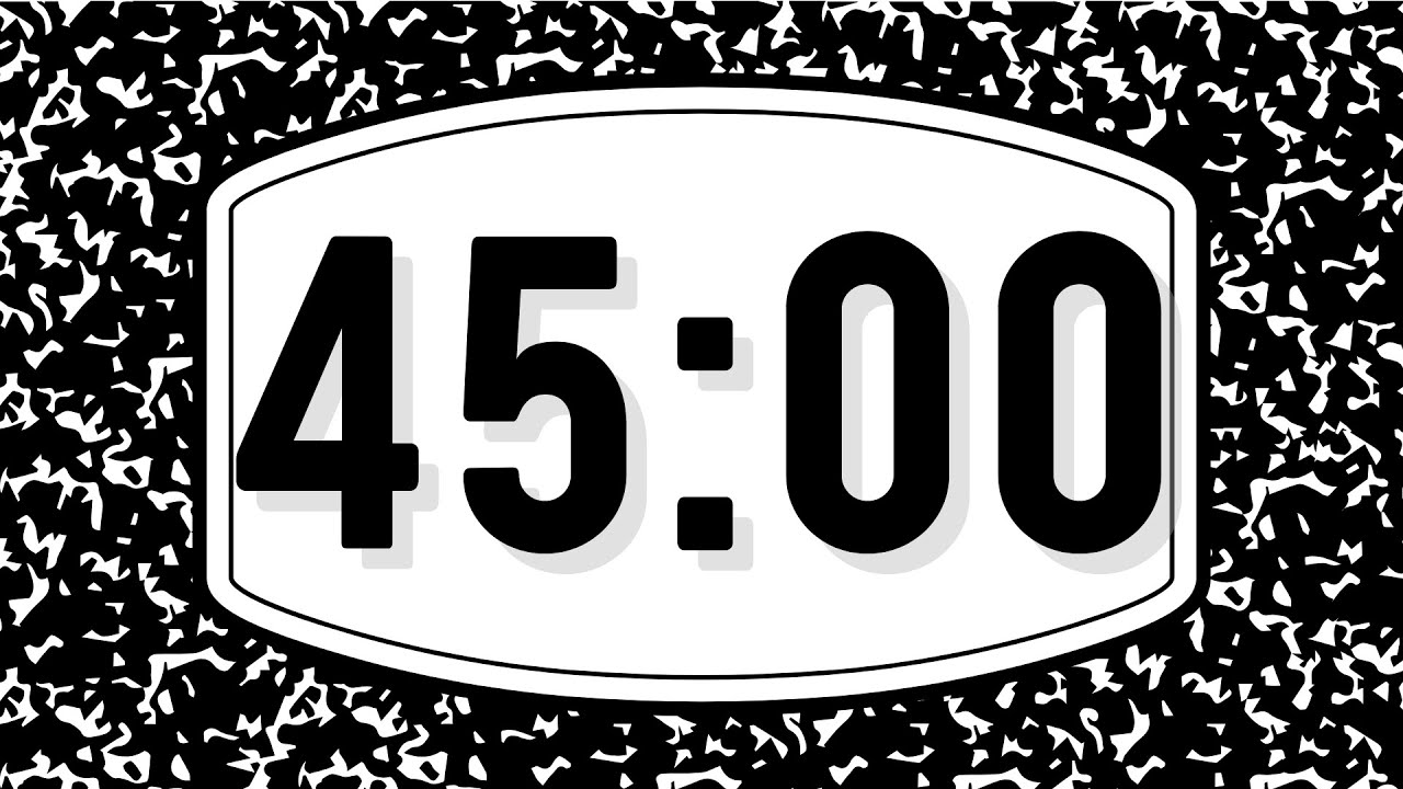 45 MINUTE CLASSIC NOTEBOOK 📓 COUNTDOWN TIMER | NO MUSIC | DIGITAL ALARM | EMBED-FRIENDLY