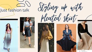 Styling and outfit ideas of pleated skirt/ levitating pleated skirt