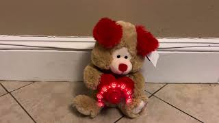 Sound n Light Valentines Fan Message Red/Brown Dog