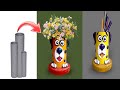 How to make dog pen holder / pipe craft idea easy / cute dog shape flower vase