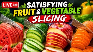 Satisfying fruit and vegetable slicing Ep 3 🎧 🍍🍎🥭🍌🍑🐠🐟🥦🥕🌽🍇🥑#ASMR