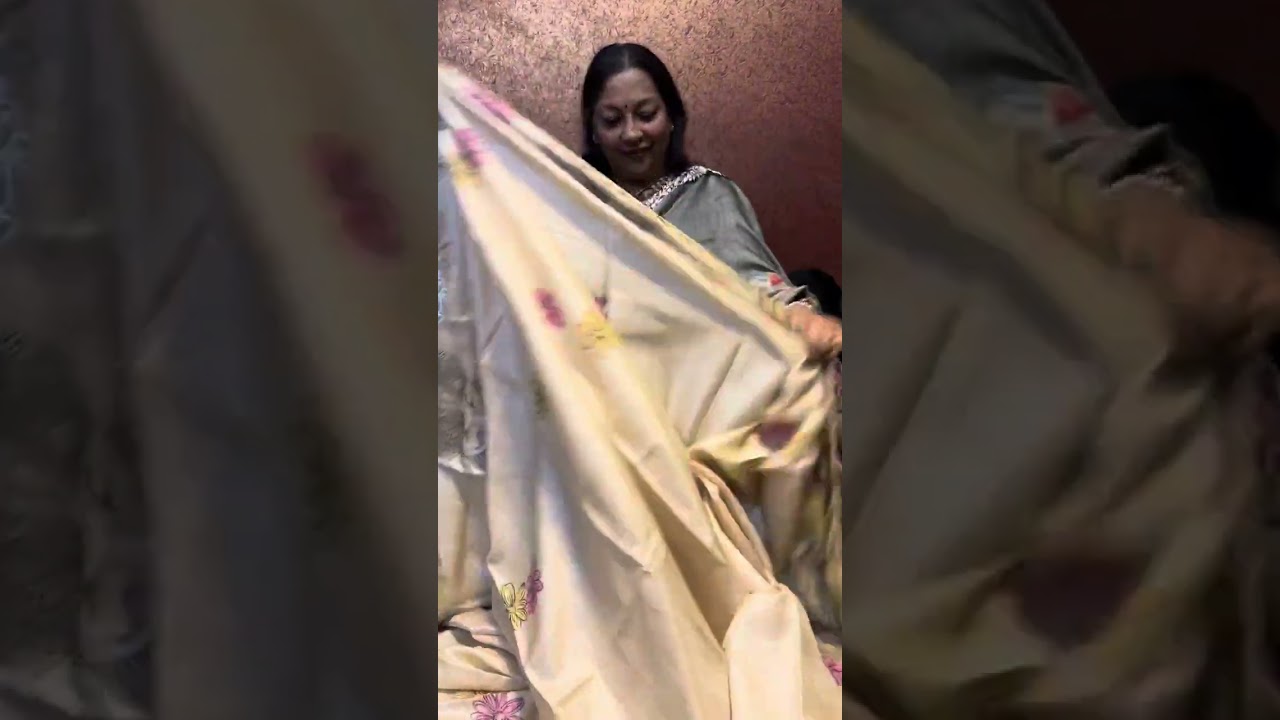 Handmade Parsi Gara on Handpainted Tussar Silk Saree 