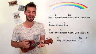 Video thumbnail of "'Somewhere Over the Rainbow' Play-Along easy w/ chords & lyrics - Iz version"