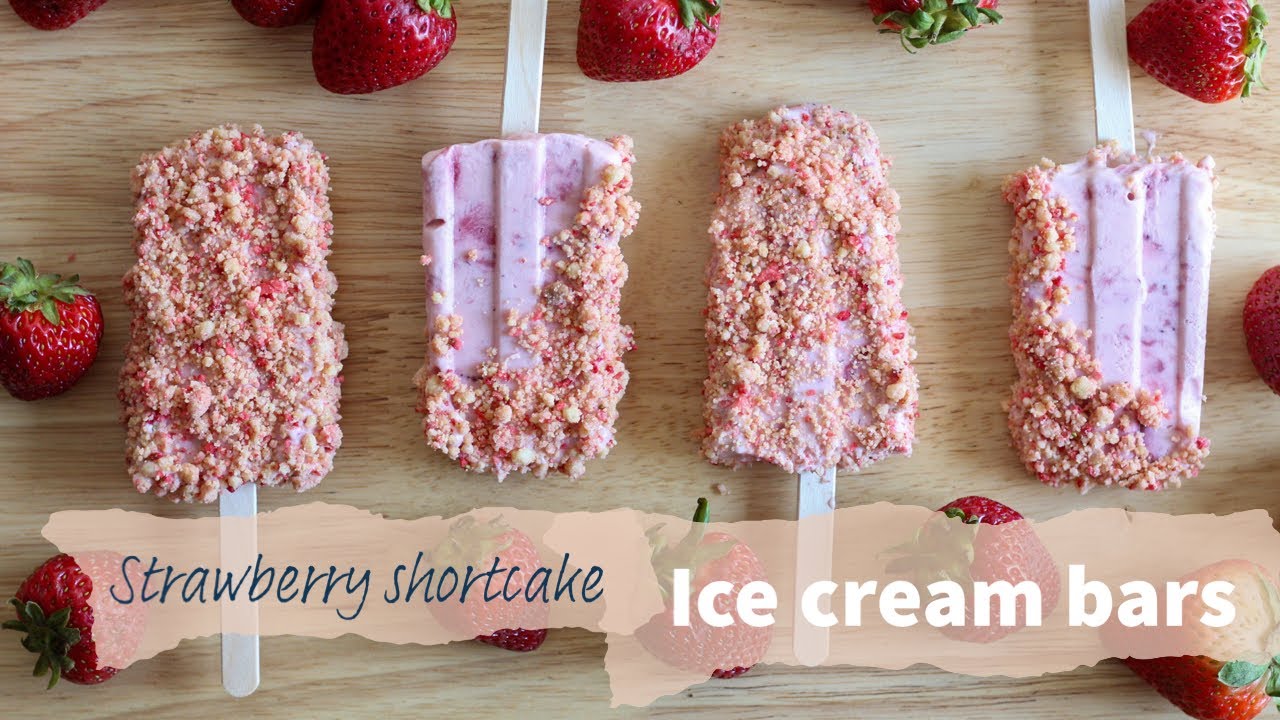 Homemade Strawberry Shortcake Ice Cream Bars
