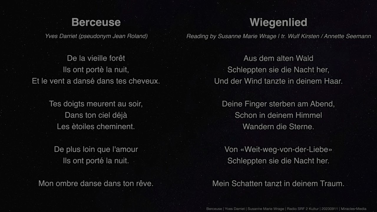 Berceuse | Yves Darriet | Susanne Marie Wrage | Radio SRF 2 Kultur | 20230911