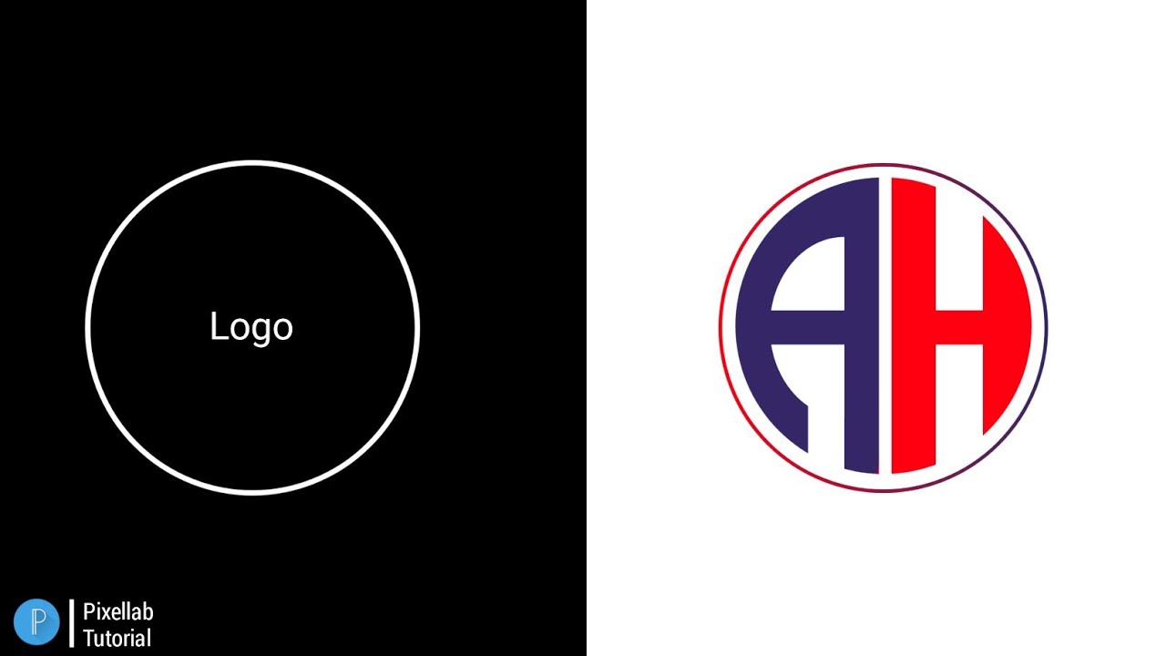 AH Logo Design | Pixellab Logo Design Tutorial | 