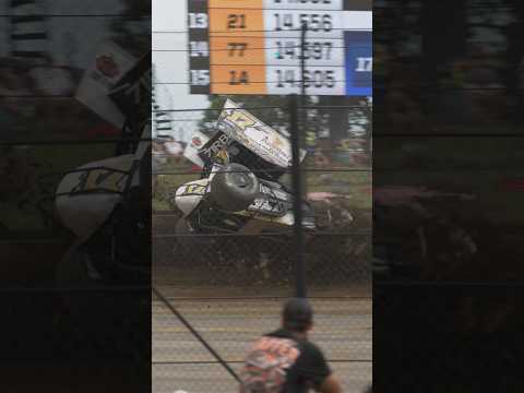 😲 Bill Balog walked away from this wild ride in Eldora #KingsRoyal qualifying.
