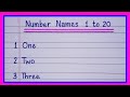 Number names 1 to 20 in english/English numbers 1-20 pronunciation/1 to 20 number names