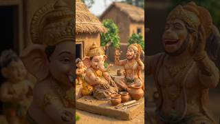 Miniature Gods Pottery Village 🏺✨ | Krishna Hanuman Ganesh Cute AI Video | Clay Art Village