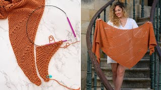 How To Knit An Asymmetrical Shawl With Yarn Over Stripes