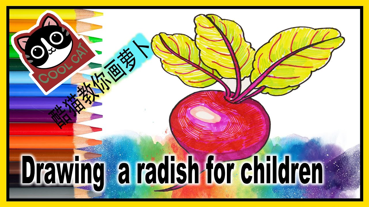教学－－酷猫教画萝卜How to Drawing a radish for children. 如何画