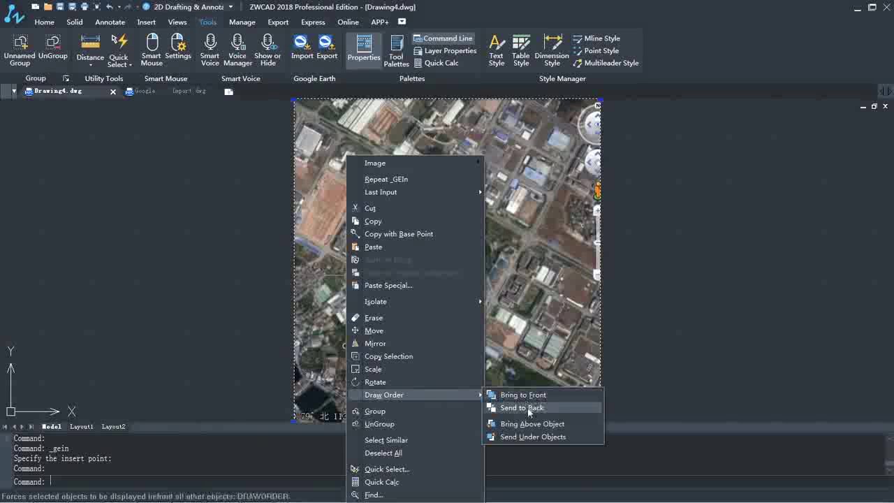 Google Earth Import: wie fügt man eine Landkarte in einer Zeichnung ein