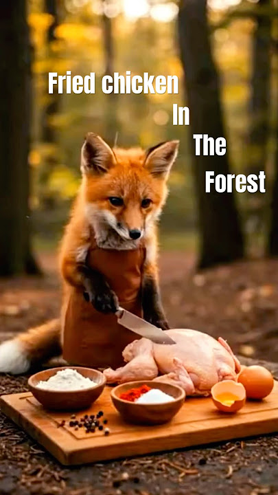 Fried Chicken in the Forest  #fox #forest #animals #chicken #friedchicken #shorts #shortvideo