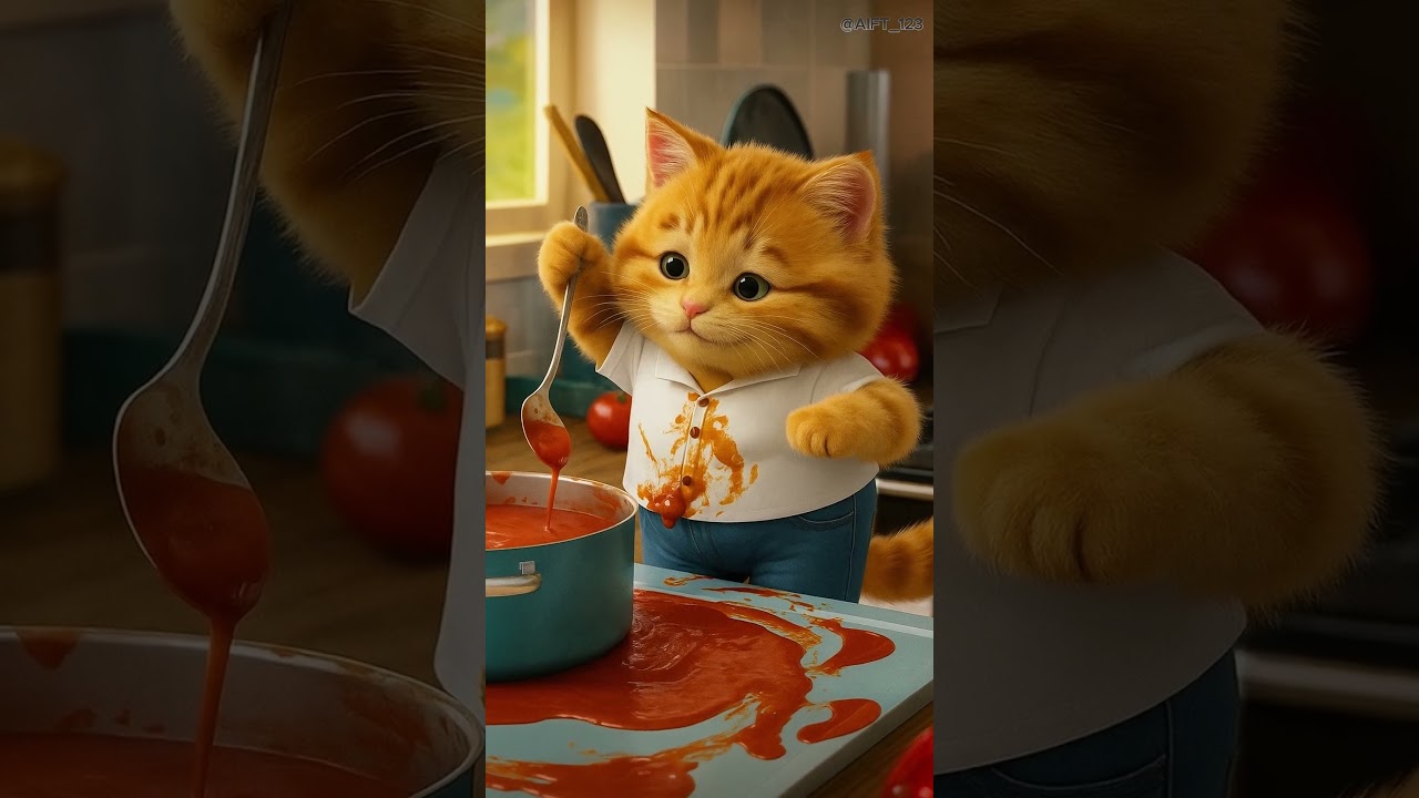 🍝🔪 The Cat, the Spaghetti, and the Nosy Lady 🚓😼 A Case of Mistaken Murder! #ai #viralvideo #shorts