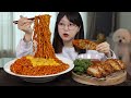 꾸덕꾸덕! 치즈불닭볶음면 바삭바삭! 군만두 먹방🍜🥟 Cheese fire noodles &amp; Fried dumplings Mukbang Asmr