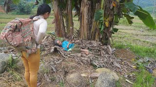 old lady left outside in the cold winter starving,good girl helps her find old house to clean her up
