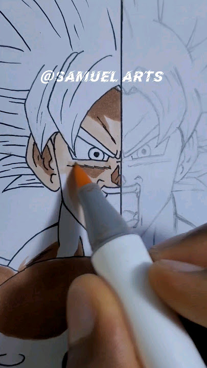 Drawing ✨Goku Ultra Instinct✨ in 1 hour vs. 10 hours 😳 #anime #drawan, drawing