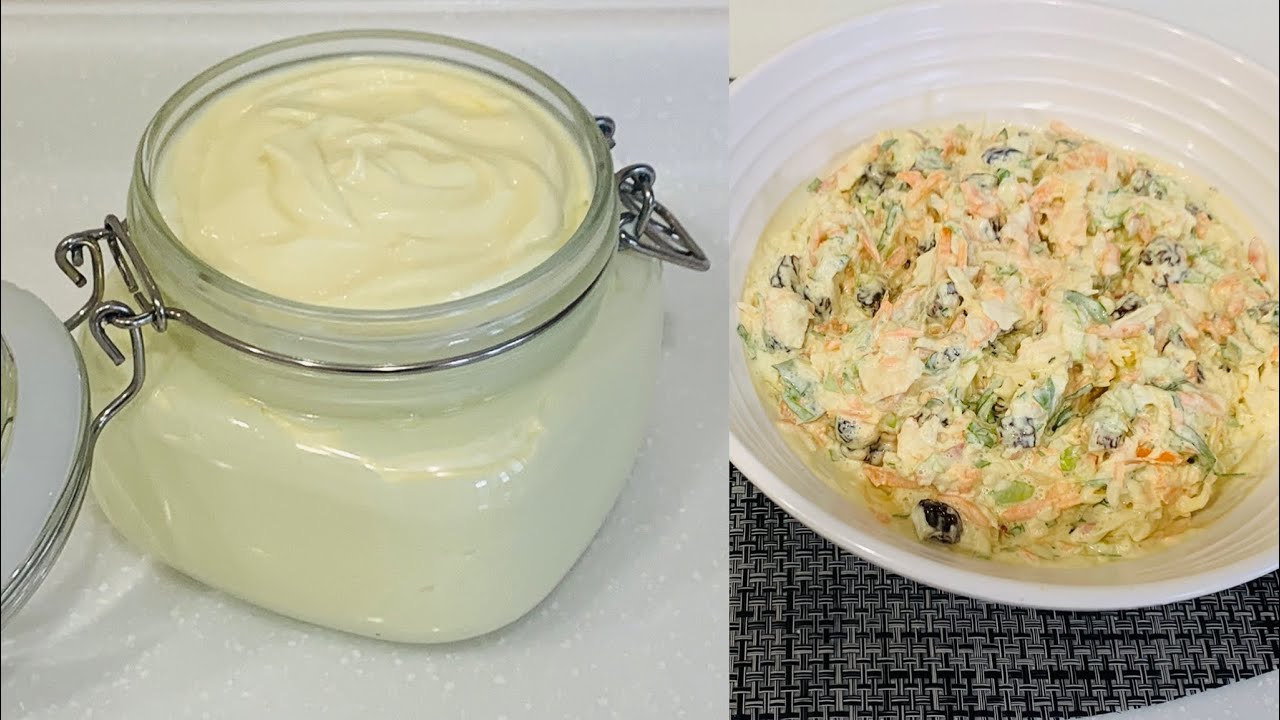 Easiest Homemade mayonnaise. Apple and raisins Coleslaw. South African