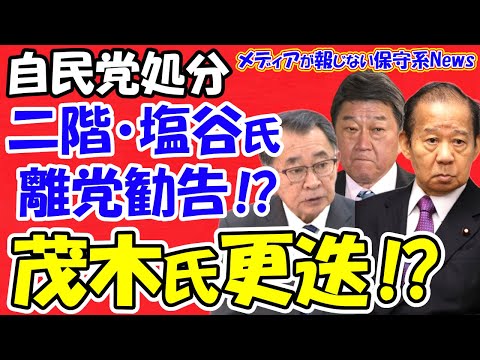【自民党処分】二階・塩谷氏離党勧告！？茂木氏更迭！？処分の内容、３補選の結果、人事次第で「岸田降ろし」が起こる可能性！？予算成立後に党役員人事後の６月に解散か！？【メディアが報じない保守系News】