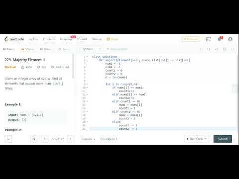 Majority Element II | Leetcode | Python | Striver SDE sheet | Solution | Code