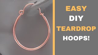 DIY Teardrop Latch Style Wire Hoop Earrings | Easy Wire Jewellery Tutorial for Beginners 1.73 Inches