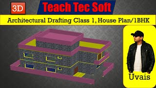 3D Architectural drafting class 1 house plan screenshot 3