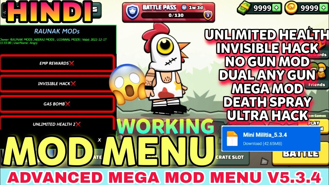 Mini Militia Unlimited Money Mod Menu Mini Militia Mod Menu Hack 5 3 4 Unlimited Cash Coins Youtube
