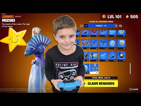 Giving My 9 Year Old Kid 13,500 V-Bucks To Unlock NEW Battlepass Tier 100 Skin ALL Tiers UNLOCKED