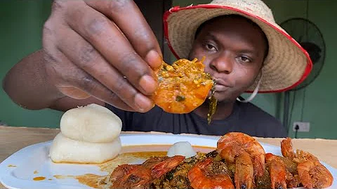 ASMR YELLOW FUFU AND ASSORTED EGUSI SOUP MUKBANG