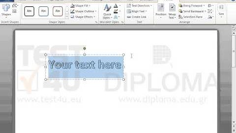 Insert a Word Art object displaying the text Hello World.