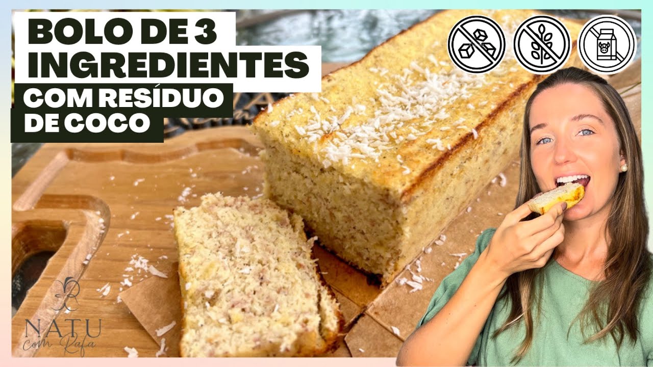 BOLO SEM FARINHA, SEM AÇÚCAR, PODE UTILIZAR RESÍDUO DE COCO, DELICIOSO E FÁCIL DE FAZER