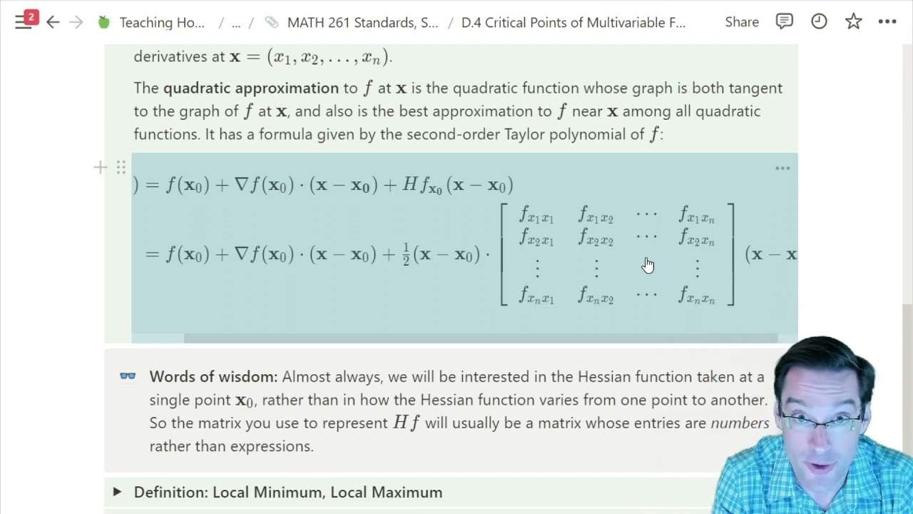 261.10.7 EXTRA: The Hessian, or Why the Second Derivative Test Works