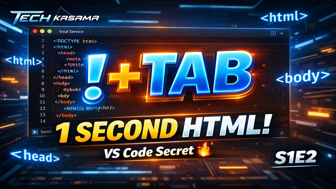 VS Code HTML Shortcut 🔥 | Type ! + TAB in 1 Second ⚡ | HTML Series S1E2 ...