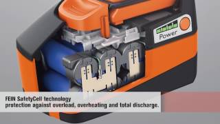 FEIN SafetyCell technology: protection against overload, overheating and total discharge.