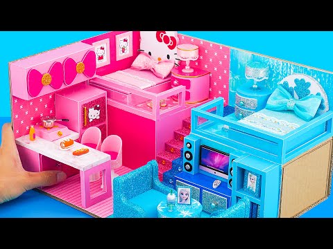 DIY Miniature House #5 Build Simple House Hello Kitty vs Frozen in Hot and Cold Style From Cardboard