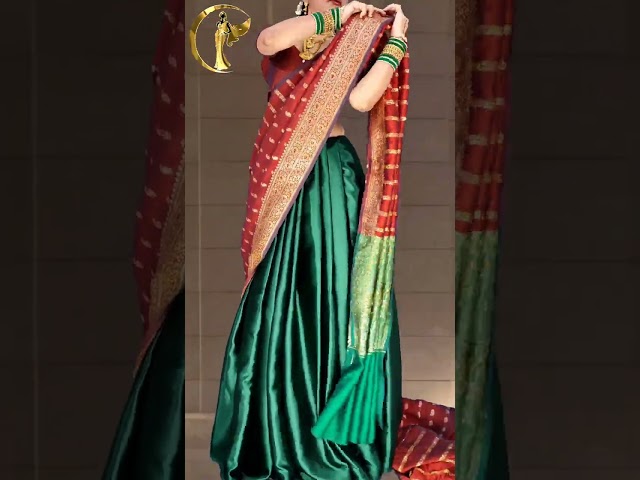 Traditional Half Saree Draping For Bridal | Half Saree Style With A Lehenga For Wedding class=