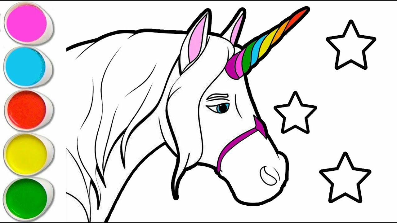 Horse Unicorn Drawing Easy How to Draw Unicorn Drawing Painting and coloring For Kids YouTube