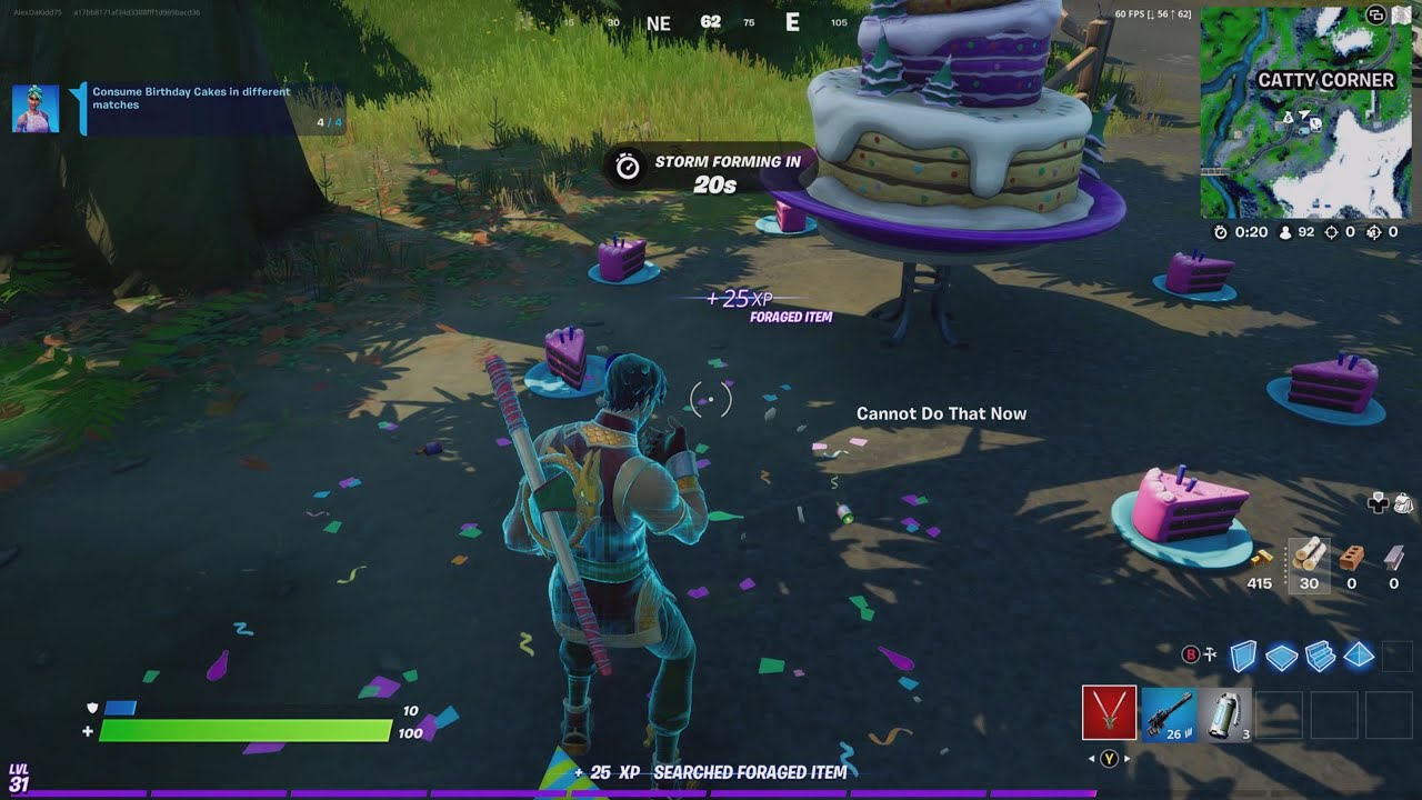 Consume Birthday Cakes in different matches - fORTNITE BIRTHDAY EVENT