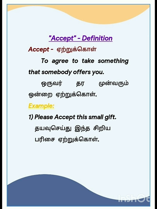 Accept definition in tamil with example Pkmy shorts YouTube