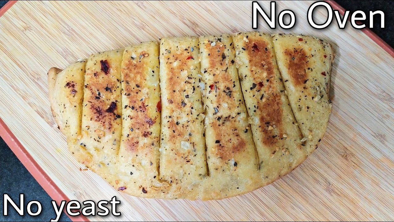 No Yeast Garlic Bread Garlic Bread Without Oven Garlic Bread In