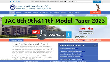 JAC Board Class 8th, 9th & 11 Model Paper 2023 Pdf Download