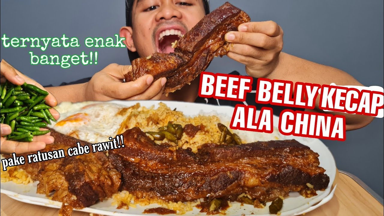 MUKBANG DAGING BEEF BELLY KECAP CABE RAWIT ALA CHINA!!